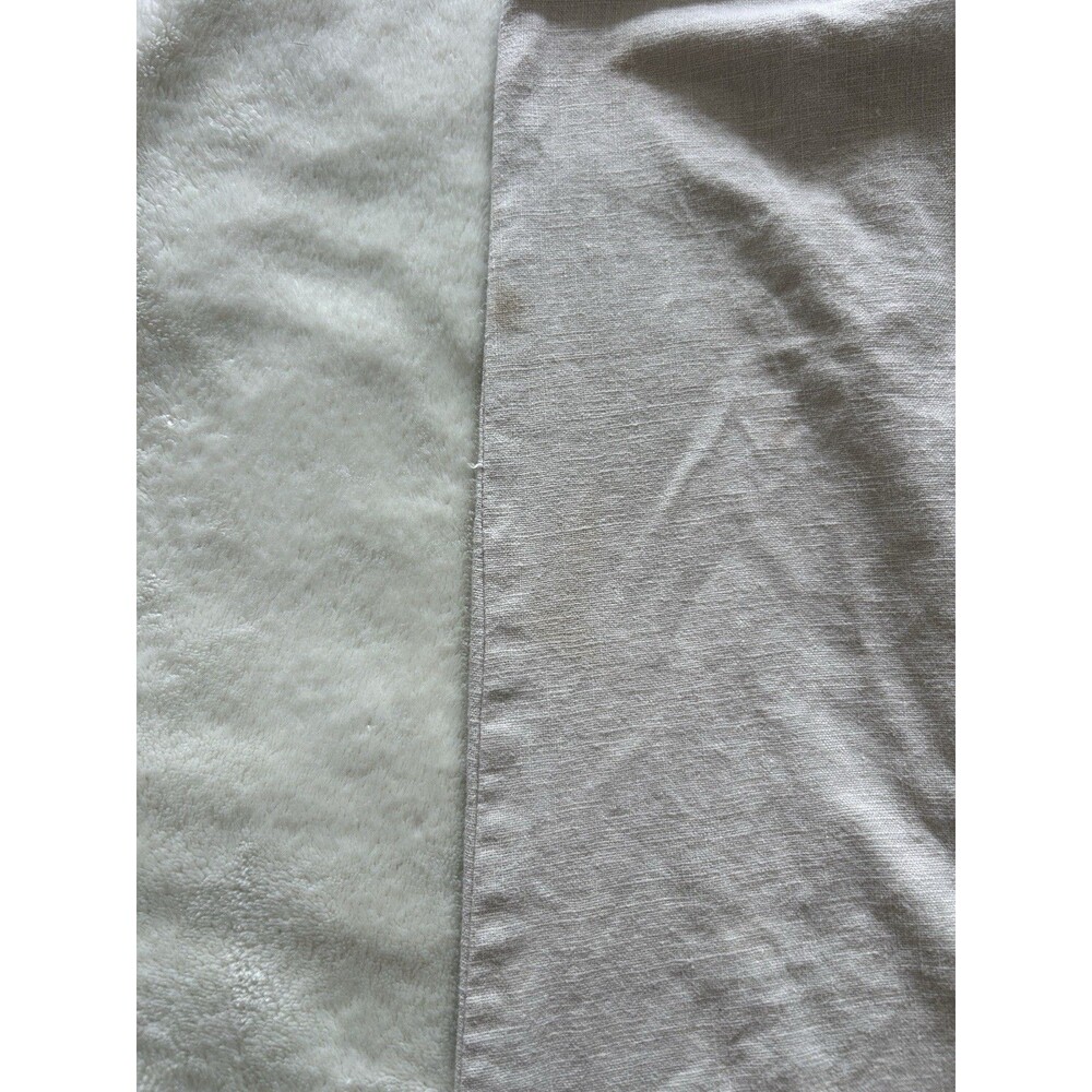 Vintage Linen Blend Midi Dress Womens Medium Neutral Beige Minimalist Relaxed Fi - Picture 12 of 12